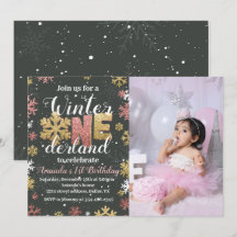 Girl Winter Onederland Birthday Invitation Foto