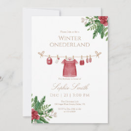 Girl Winter Onederland First Birthday Invite Bedankkaart