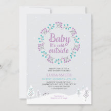 Girl Winter Wonderland Baby shower, Paars en Blauw