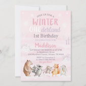 Girl Winter Woodland 1e uitnodiging op zaterdag (Voorkant)