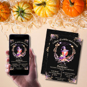 Girl Witch Birthday Waterverf Kaart