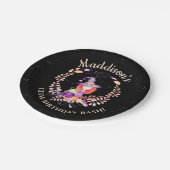 Girl Witch Birthday Waterverf Papieren Bordje (Gekanteld)