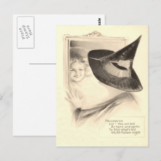 Girl Witch Mirror Briefkaart (Voorkant / Achterkant)