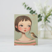 Girl With a Bird on Her Shoulder Briefkaart (Staand voorkant)