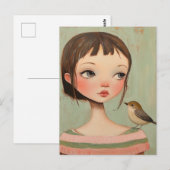 Girl With a Bird on Her Shoulder Briefkaart (Voorkant / Achterkant)