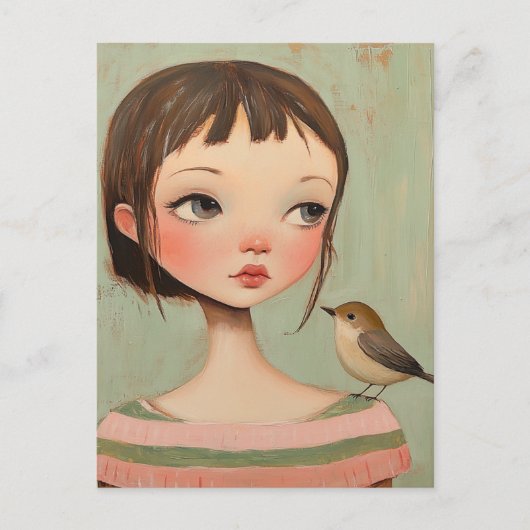 Girl With a Bird on Her Shoulder Briefkaart (Voorkant)