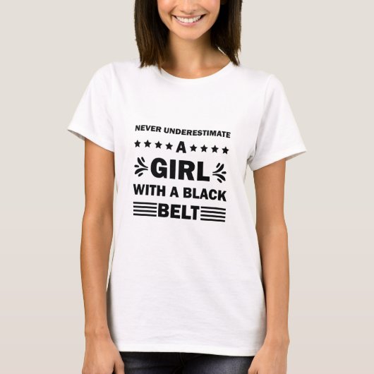 Girl With A Black Belt Funny Karate T-shirt (Voorkant)