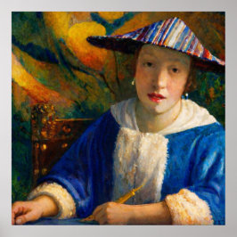 Girl with a Flute by Johannes Vermeer Poster