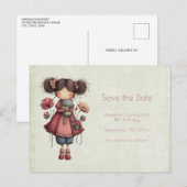 Girl with A Frog Doll Cute Whimsical Aankondigingskaart (Voorkant / Achterkant)