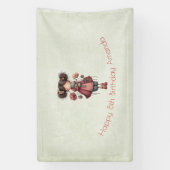 Girl with A Frog Doll Cute Whimsical Birthday Spandoek (Verticaal)