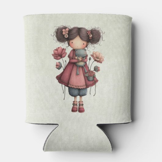 Girl with A Frog Doll Cute Whimsical Blikjeskoeler (Achterkant)