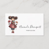 Girl with A Frog Doll Cute Whimsical Visitekaartje (Voorkant)