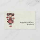 Girl with A Frog Doll Cute Whimsical Visitekaartje (Voorkant)