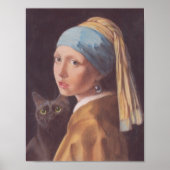 Girl with a Pearl Earring and cat Johannes Vermeer Poster (Voorkant)
