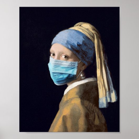 Girl with a pearl earring and face mask  poster (Voorkant)