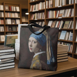 Girl With a Pearl Earring Crossed Stitch Replica Tote Bag