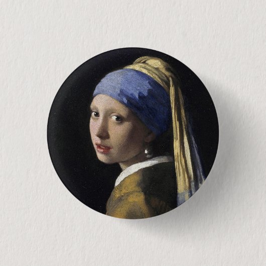 Girl with a Pearl Earring Ronde Button 3,2 Cm (Voorkant)