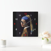 Girl with a Pearl Earring Vierkante Klok (Huis)
