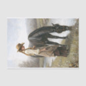 Girl With Black Horse By Stream Decoupage Tissuepapier (Voorkant)