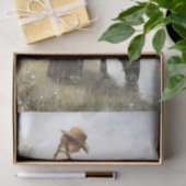 Girl With Black Horse By Stream Decoupage Tissuepapier (Geschenk)