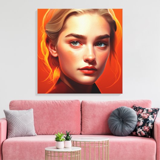 Girl with blue eyes canvas afdruk (Insitu (Woonkamer))