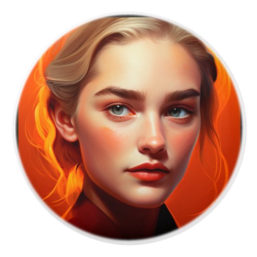 Girl with blue eyes keramische knop (Voorkant)