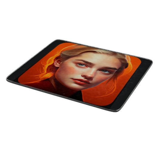 Girl with blue eyes snijplank (Hoek)