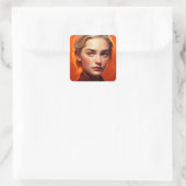 Girl with blue eyes vierkante sticker (Tas)