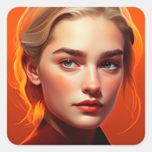 Girl with blue eyes vierkante sticker (Voorkant)