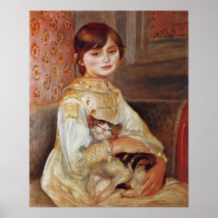 Girl with Cat, Auguste Renoir Poster