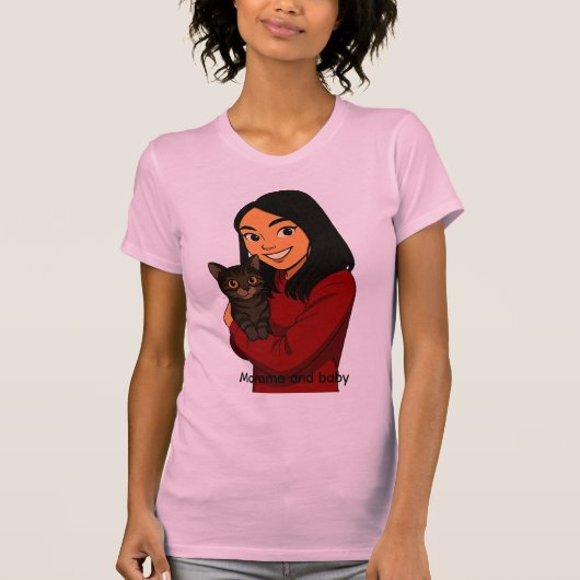Girl with Cat T-shirt (Voorkant)