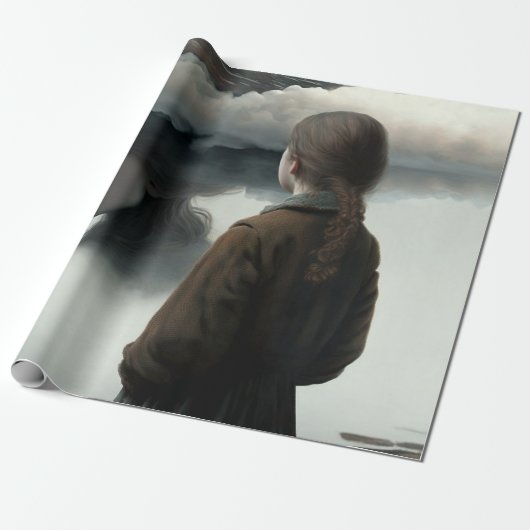 Girl with clouds cadeaupapier (Uitgerold)