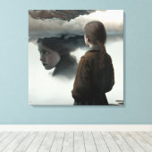 Girl with clouds canvas afdruk (Insitu (Houten vloer))