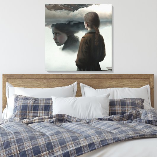 Girl with clouds canvas afdruk (Insitu (Slaapkamer))