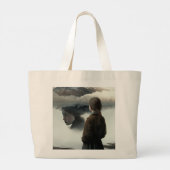 Girl with clouds grote tote bag (Achterkant)