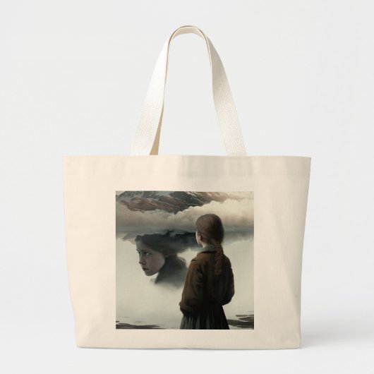 Girl with clouds grote tote bag (Voorkant)