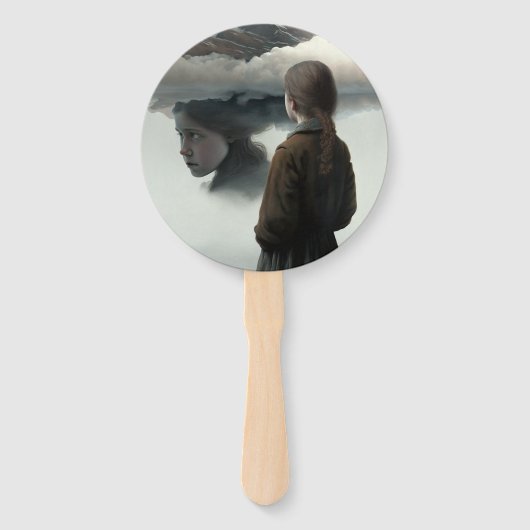 Girl with clouds handwaaier (Voorkant)