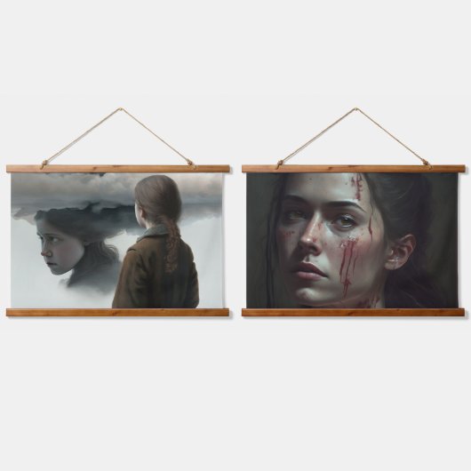 Girl with clouds hangend wandkleed (Dubbel)