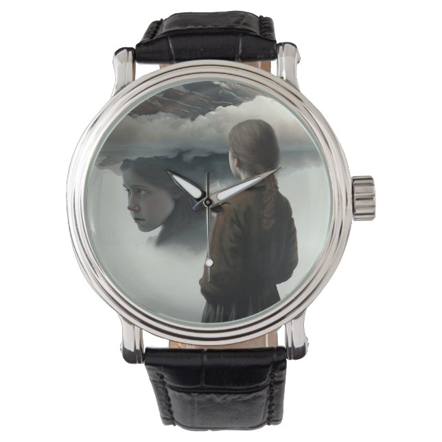Girl with clouds horloge (Voorkant)