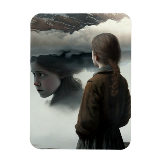 Girl with clouds magneet (Verticaal)