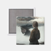 Girl with clouds magneet (Voorkant / Achterkant)