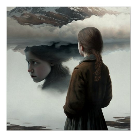 Girl with clouds perfect poster (Voorkant)