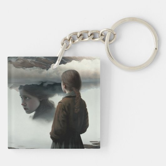 Girl with clouds sleutelhanger (Achterkant)