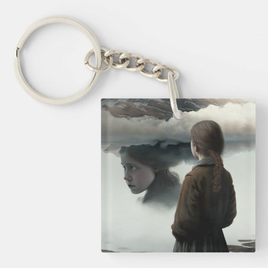 Girl with clouds sleutelhanger (Voorkant)