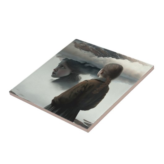 Girl with clouds tegeltje (Zijkant)