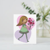 Girl With Flowers Bedankkaart (Staand voorkant)
