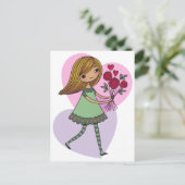 Girl With Flowers Briefkaart (Staand voorkant)