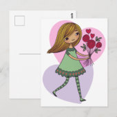 Girl With Flowers Briefkaart (Voorkant / Achterkant)