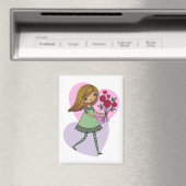 Girl With Flowers Magneet (Insitu (Vaatwasser))