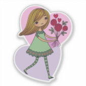 Girl With Flowers Sticker (Voorkant)